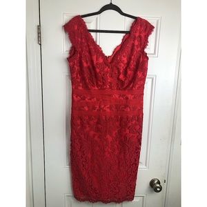 Tadashi Shoji lace v neck dress